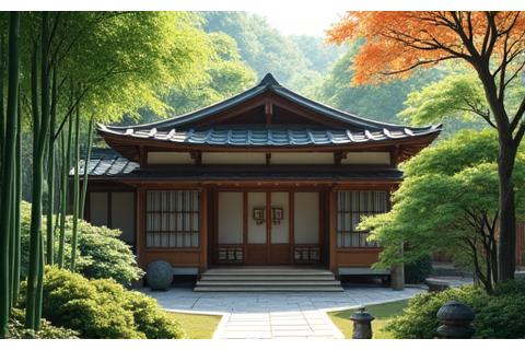 伝統的な日本庭園の一角に位置する静かな茶室、お問い合わせページ