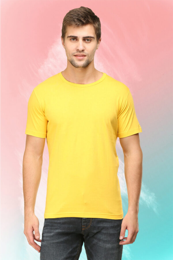 men-s-round-neck-plain-t-shirt-yellow-regular-fit-t-shirt-GOAT