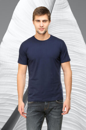 men-s-round-neck-plain-t-shirt-Navy-Blue-regular-fit-t-shirt-GOAT