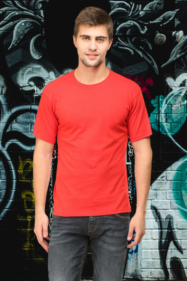 men-s-round-neck-plain-t-shirt-Red-regular-fit-t-shirt-GOAT