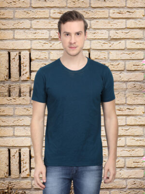 men-s-round-neck-plain-t-shirt-Petrol-blue-regular-fit-t-shirt-GOAT