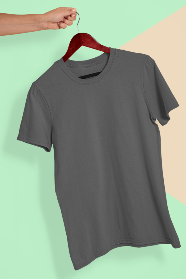 Charcoal-Melange- Plain T-Shirt