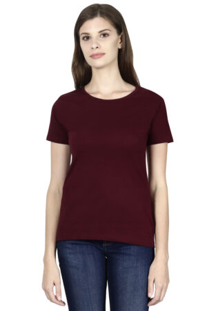 Maroon_ Womens_ Plain T-Shirt